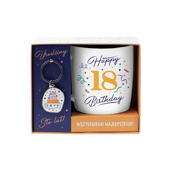 Kubek + breloczek UNI - 18 Happy Birthday